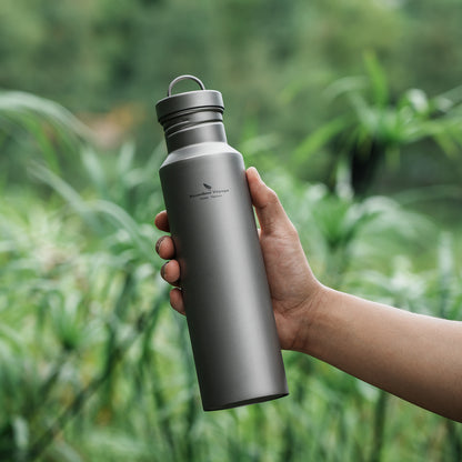 Titanium Water Bottle with Lid Wide Mouth Leak-Proof Reusable Sport Drinking Bottle for Camping Hiking Picnic Climbing Running Tea Coffee