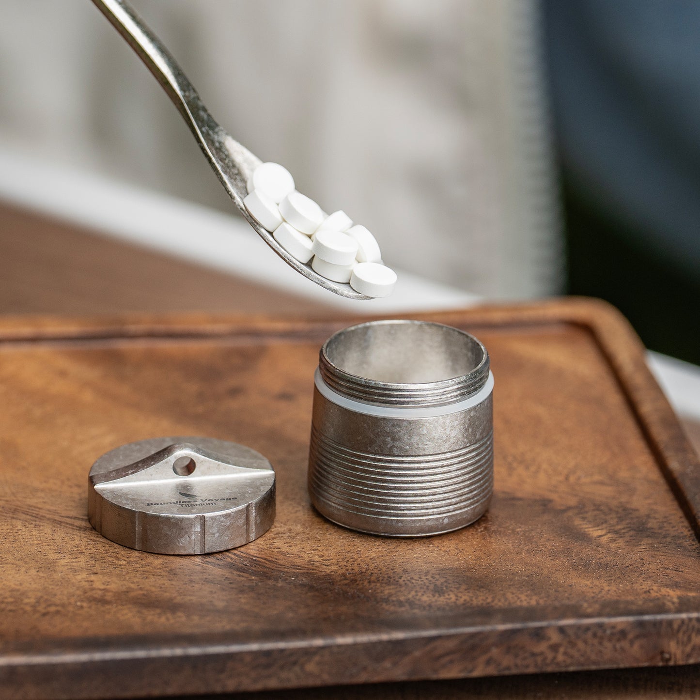 Boundless Voyage Titanium Pill Container – Waterproof Airtight Pill Box with Lanyard for Travel, EDC & Daily Use