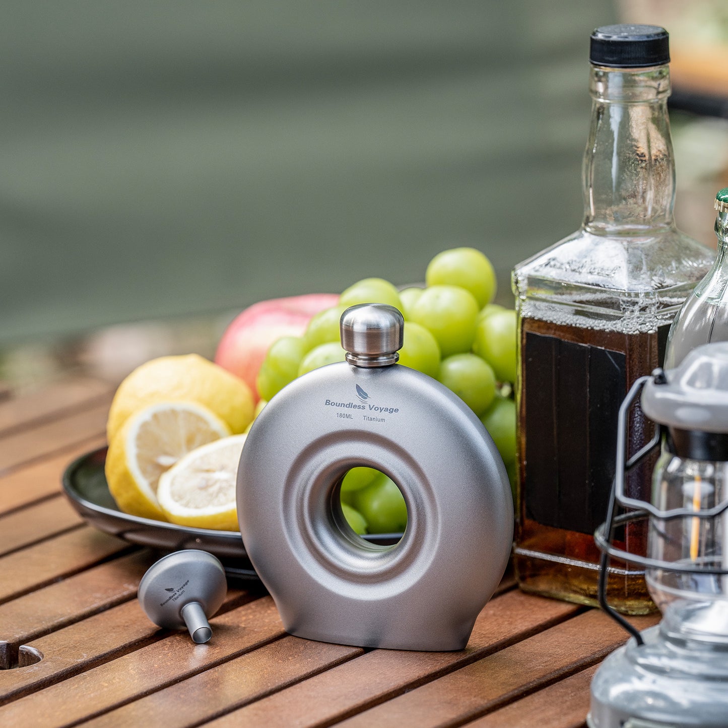 Boundless Voyage Titanium Titanium Flask 180ML+funnel for Camping Home Whiskey Flask