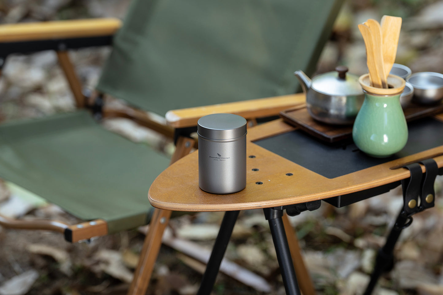 Boundless Voyage Titanium Tea Caddy Tea Canister Ultralight Portable & Small Round Kitchen Food Storage Container for Loose Tea, Coffee, Spices, Beans, Sugar