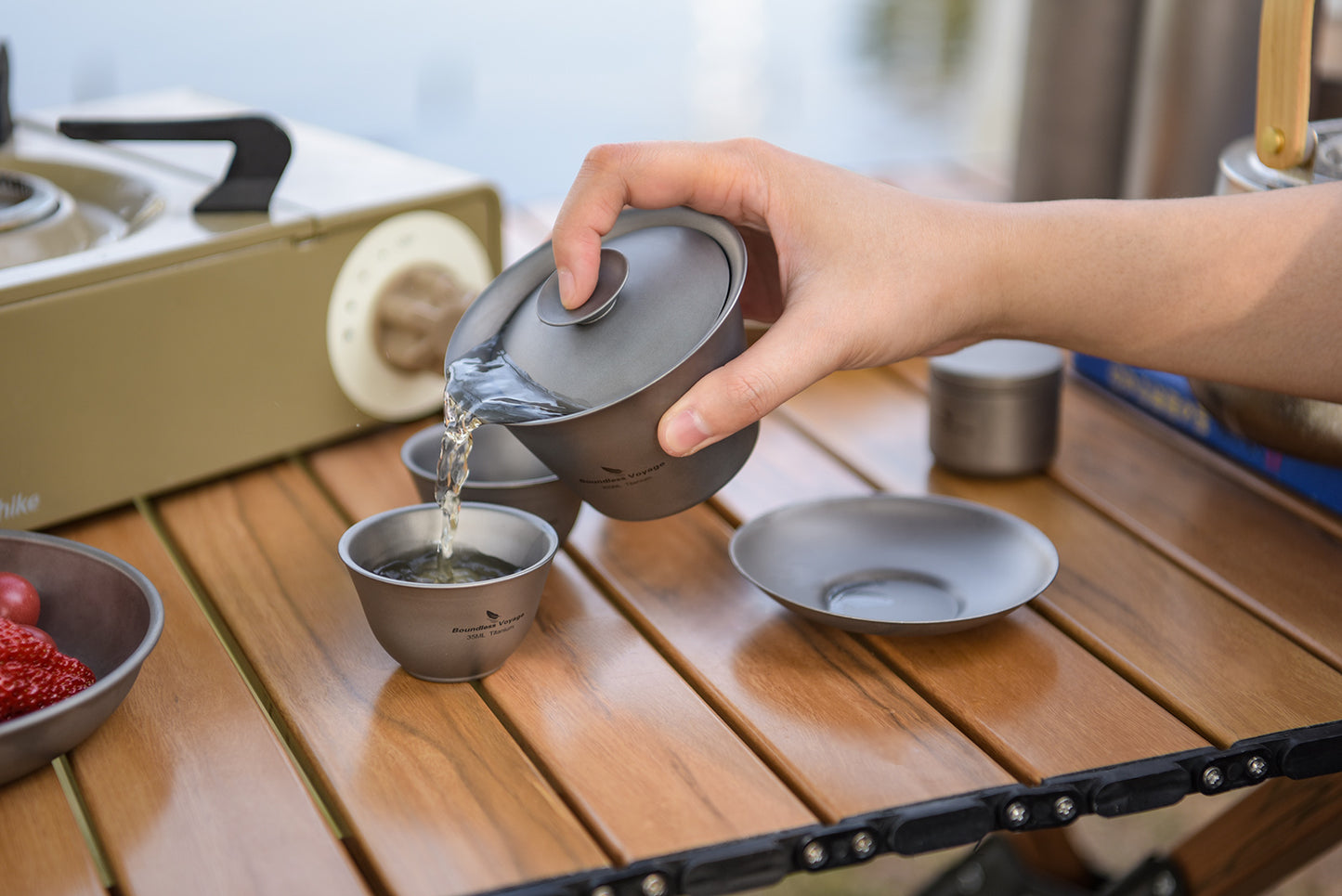 Boundless Voyage 35ml Titanium Double-Walled Tea Cup | 18g Ultralight Mini Tasting Mug | Anti-Scald Insulated Kung Fu Teacup for Camping