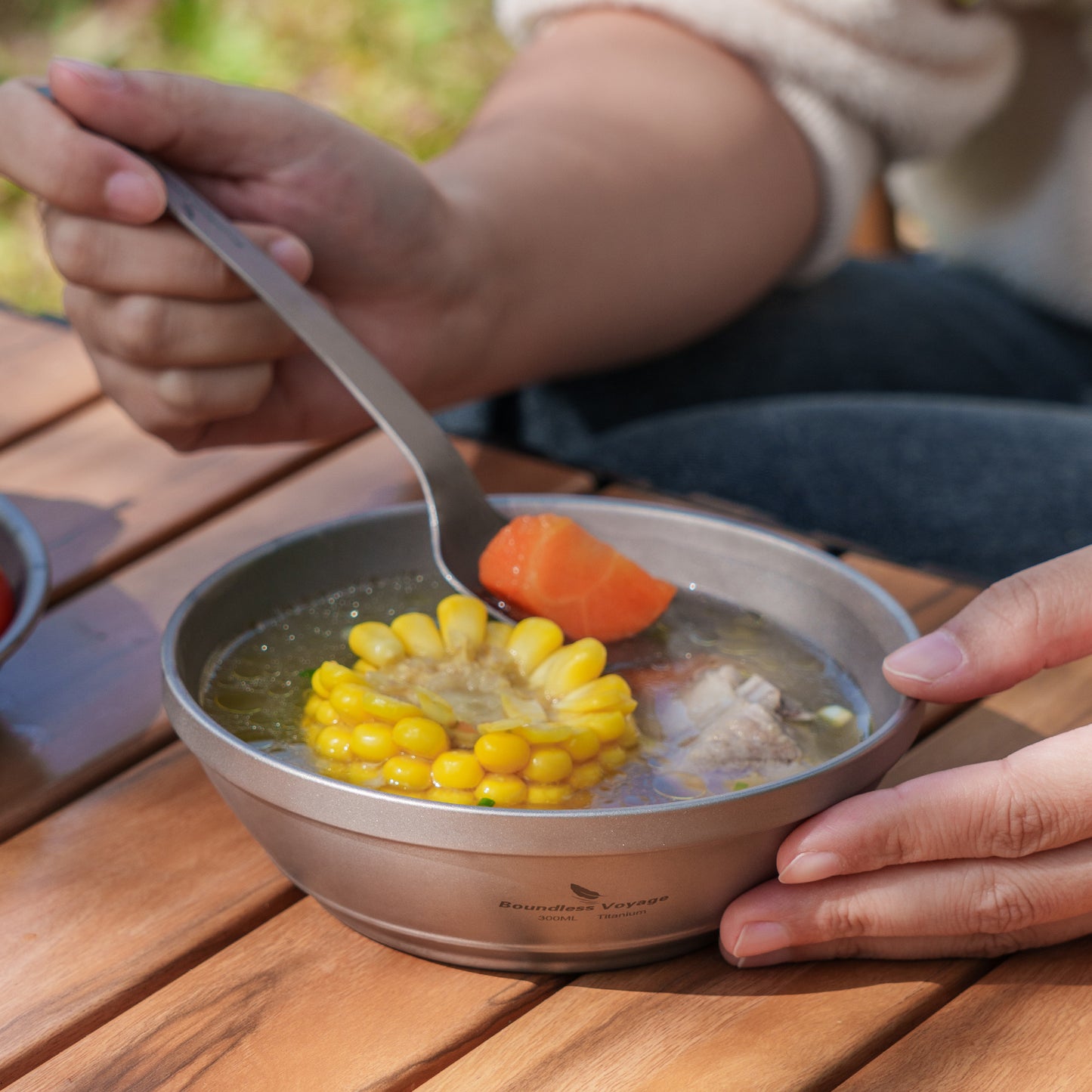Boundless Voyage Titanium Double-Wall Bowl 300ml | Ultralight Insulated Camping Bowl | Portable Outdoor Food Bowl for Backpacking & Travel