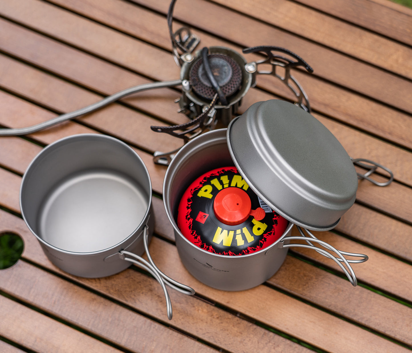 Boundless Voyage Titanium Cookware Set – Ultralight Camping Pot & Frying Pan 500ml + 1080ml, Nesting TA1 Titanium Cooking Set for Backpacking, Hiking & Outdoor Cooking