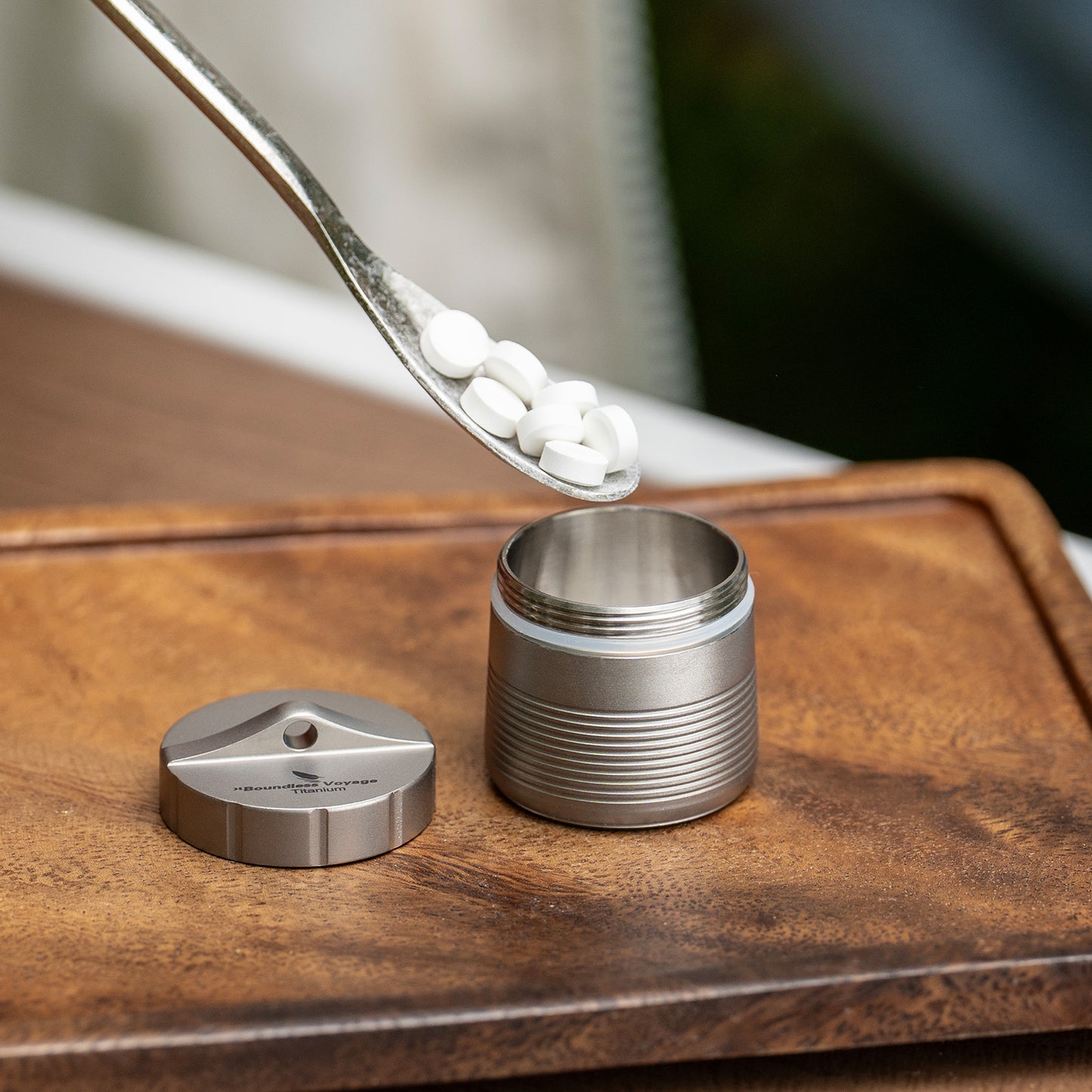 Boundless Voyage Titanium Pill Container – Waterproof Airtight Pill Box with Lanyard for Travel, EDC & Daily Use