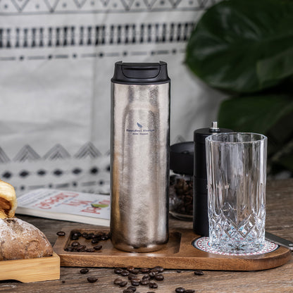 Boundless Voyage Titanium French Press Coffee Tumbler Thermos with Lid Double-Walled Insulated Water Bottle Mug 450ml