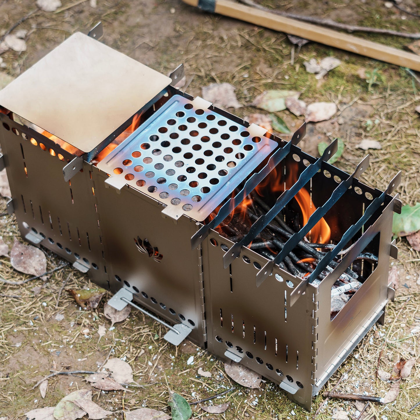 Boundless Voyage Titanium Wood Stove Ultralight Camping Charcoal Burner for Backpacking Hiking & Outdoor Cooking