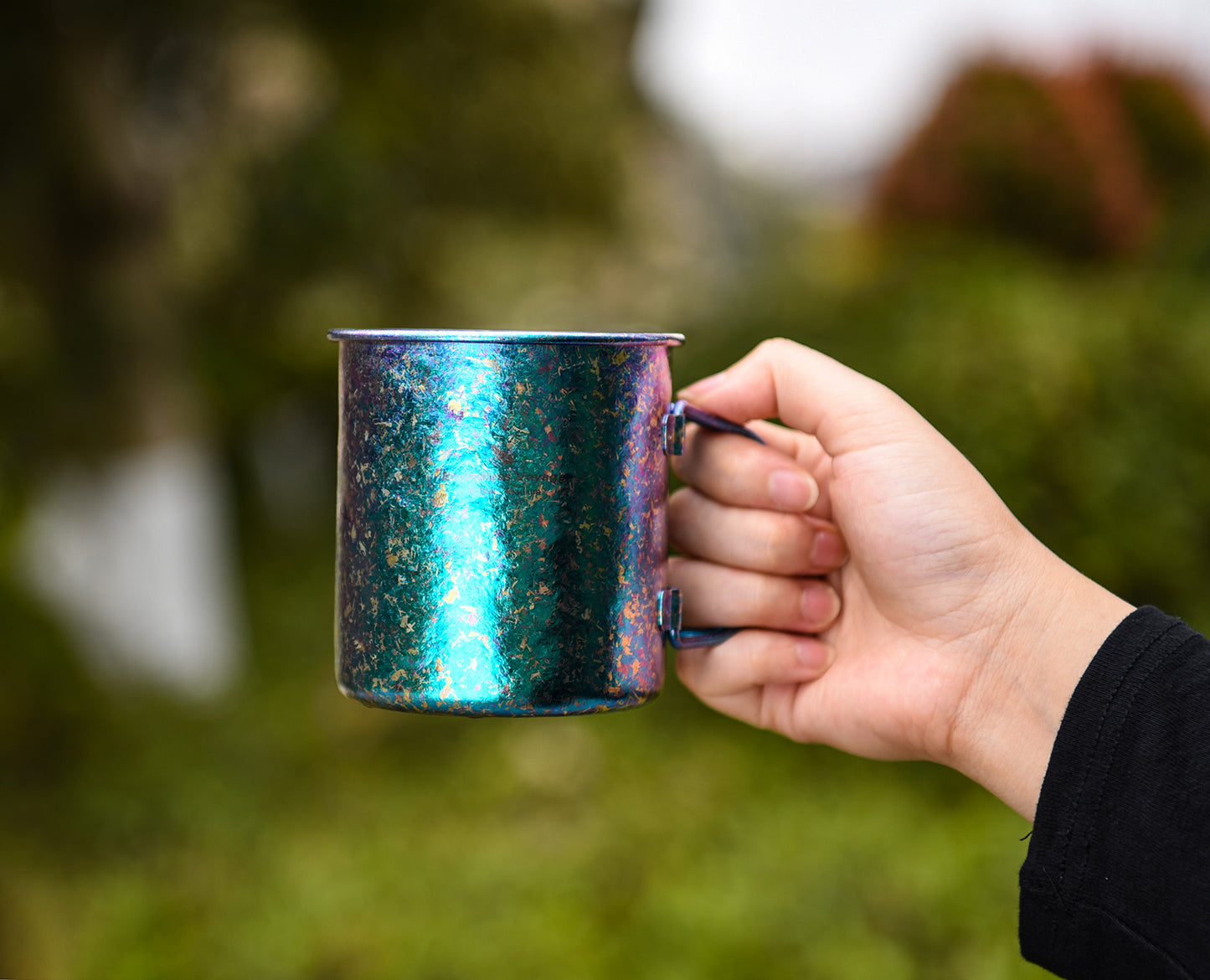 Boundless Voyage 450ml Titanium Colorful Camping Mug – Ultralight Foldable-Handle Cup for Water, Coffee & Tea Outdoors
