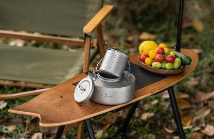 Boundless Voyage Camping Single-layer Titanium Kettle with Folding Handle 700ML Durable Bushcraft Gear Open Fire Kettle