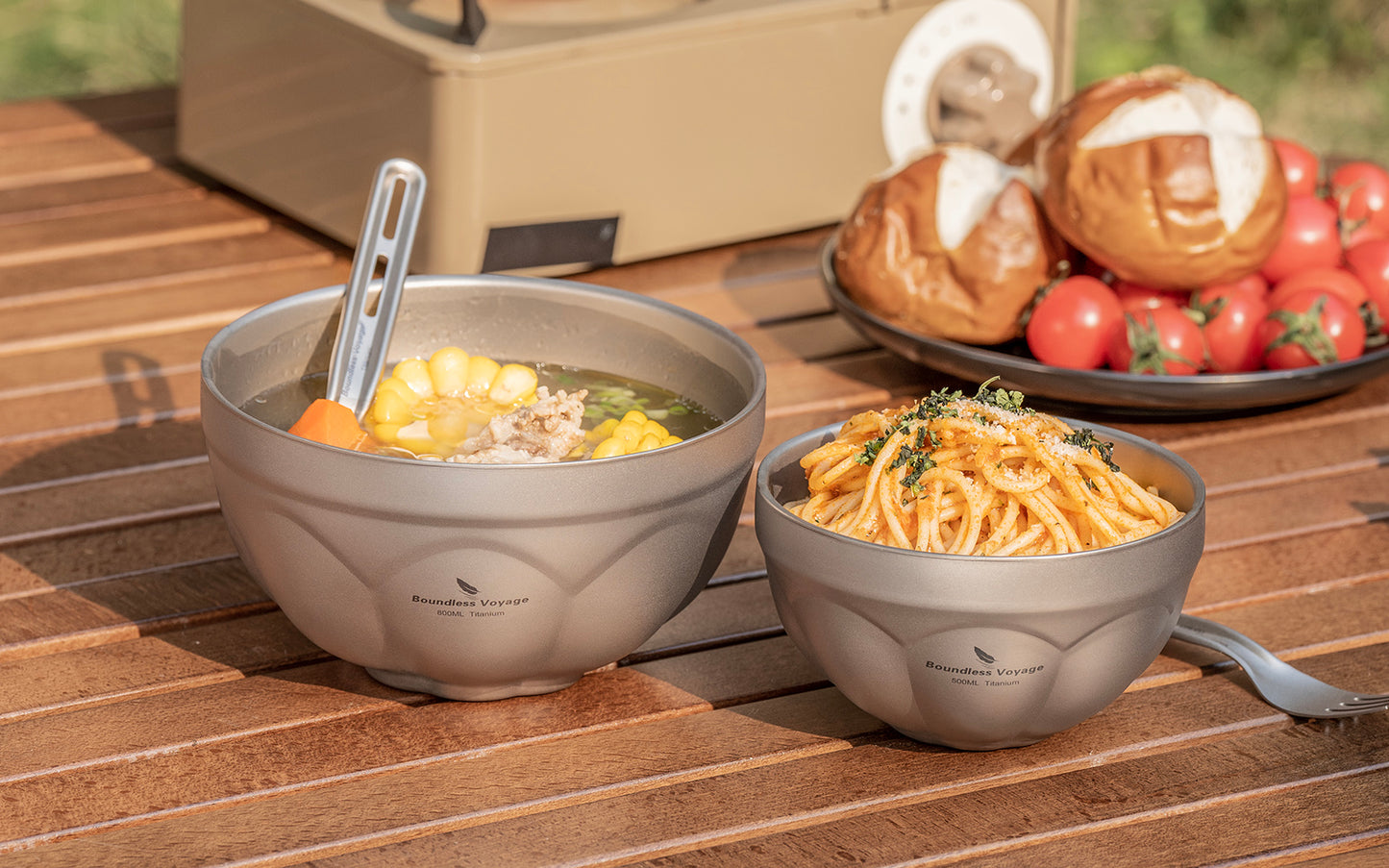 Boundless Voyage 500ml Titanium Double Walled Bowl Rice Soup Oatmeal Yogurt Serving Bowl Ultralight Outdoor Camping Travel Durable Portable Tableware