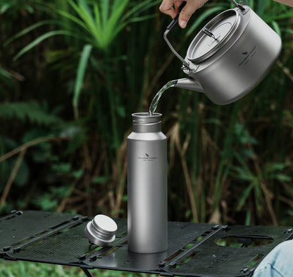 Titanium Water Bottle with Lid Wide Mouth Leak-Proof Reusable Sport Drinking Bottle for Camping Hiking Picnic Climbing Running Tea Coffee