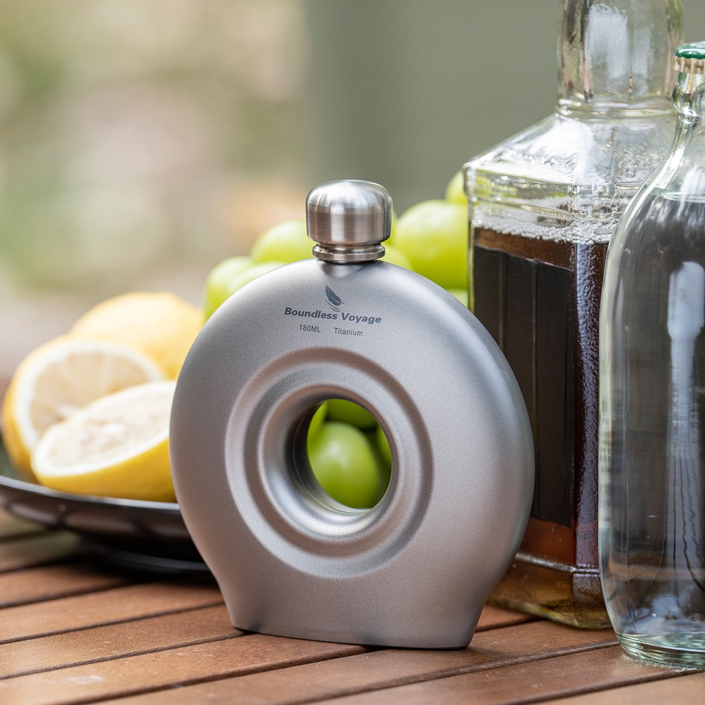 Boundless Voyage Titanium Titanium Flask 180ML+funnel for Camping Home Whiskey Flask