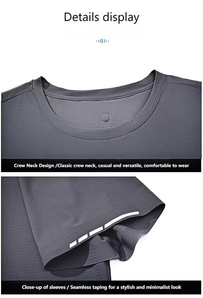 Summer Ice Silk Quick Dry T-Shirt Unisex Short Sleeve Lightweight Breathable Sports Top for Running & Fitness