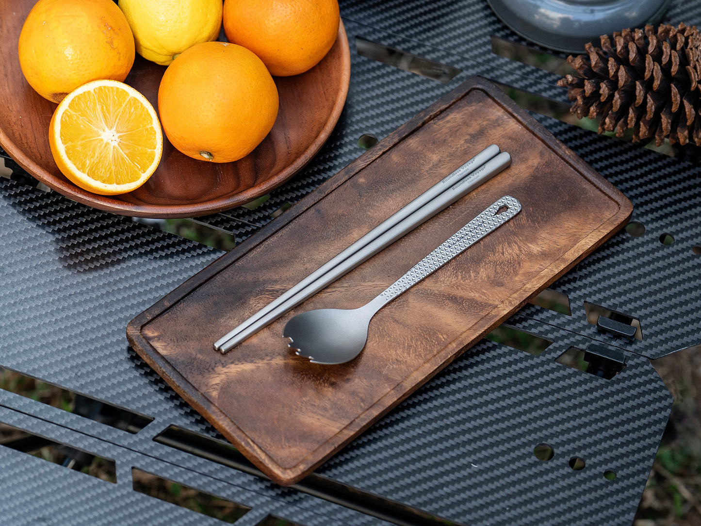 Boundless Voyage Titanium Chopsticks & 2-in-1 Spork Set Camping Cutlery Lightweight Travel Utensils Portable Outdoor Hiking Backpacking Faltware, Dishwasher Safe, No Coating with Storage Bag