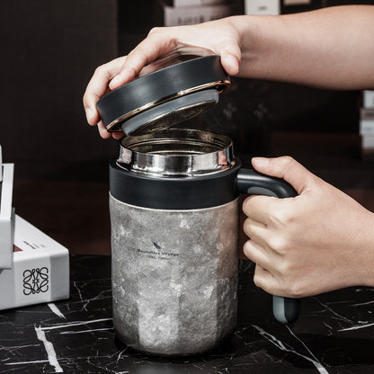 Boundless Voyage 700ml Titanium Double-Walled Cup Insulated Water Cup with Lid & Filter Portable Reusable Travel Coffee Mug for Hot and Cold Beverages