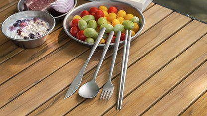 Boundless Voyage Titanium Camping Cutlery Set – Knife, Fork, Spoon & Chopsticks, Ultralight Tableware for Outdoor Travel & Home Use