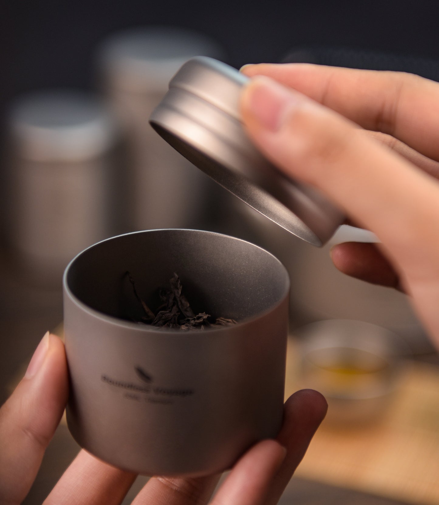 Boundless Voyage 90ml Titanium Tea Storage Canister – Ultralight Travel Tea Tin for Loose Leaf, Coffee Beans & Herbs