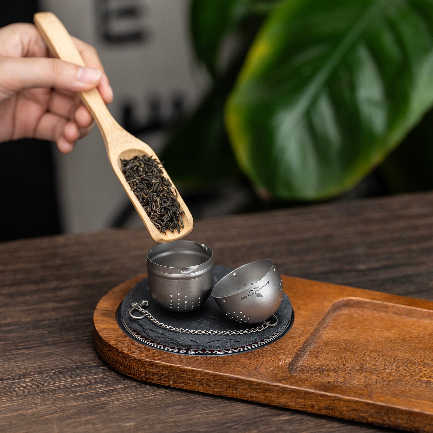 Boundless Voyage Titanium Tea Ball Infuser  Ultralight Tea Strainer with Extended Chain for Loose Tea  Spices