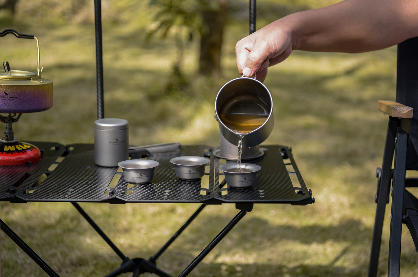Boundless Voyage 500ml Titanium Pot with Lid & Filter – Ultralight Camping Mug with Foldable Handles for Hiking & Backpacking