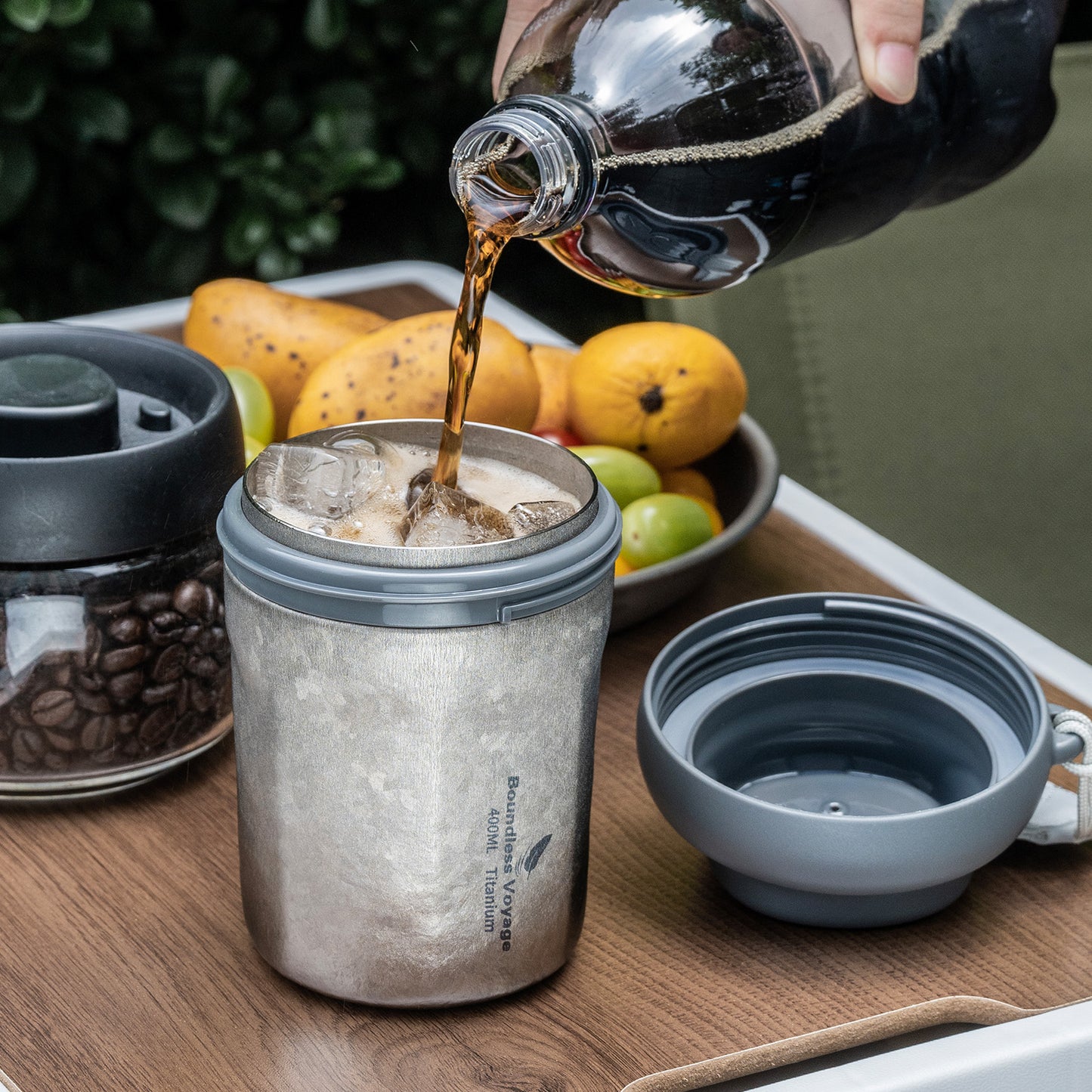 Boundless Voyage 400ml Titanium Vacuum Insulated Travel Mug | Ultralight Leak-Proof Thermos with Lid | Healthy Reusable Coffee Cup for Travel, Office & Camping