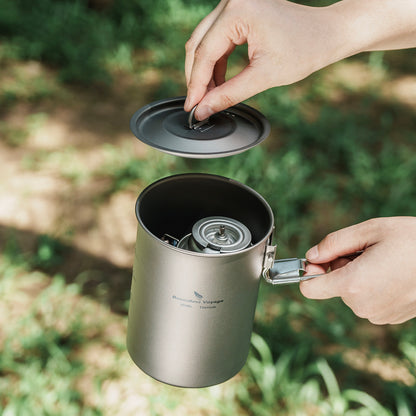 Boundless Voyage Outdoor Camping Titanium Pot Bowl Cup with Lid Folding Handle Hiking Picnic Water Rice Food 900ml