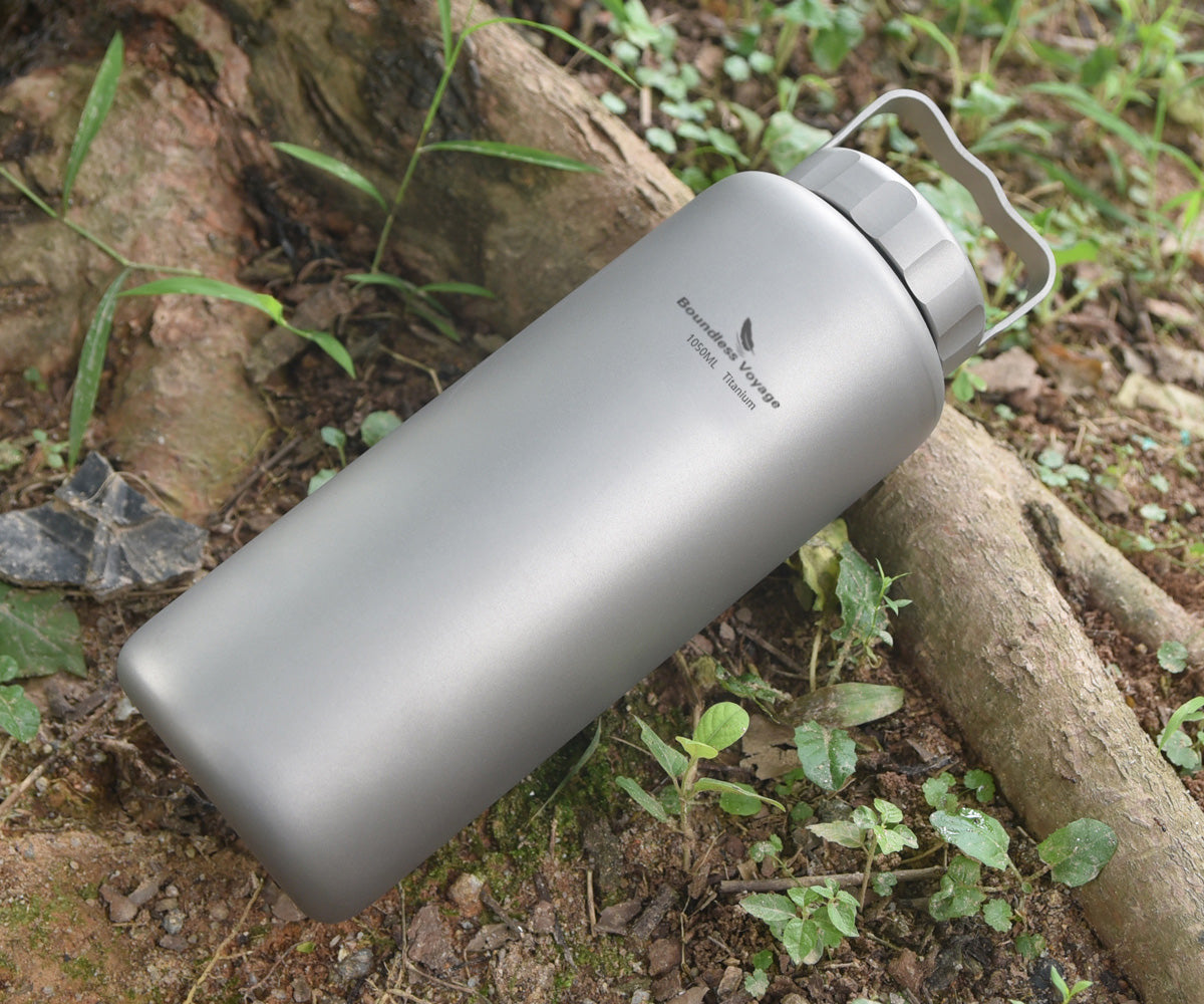 Boundless Voyage 1050ml Titanium Water Bottle – Ultralight, Wide-Mouth Drinkware with Handle for Tea, Coffee & Wine | Camping, Hiking, Cycling & Outdoor Sports