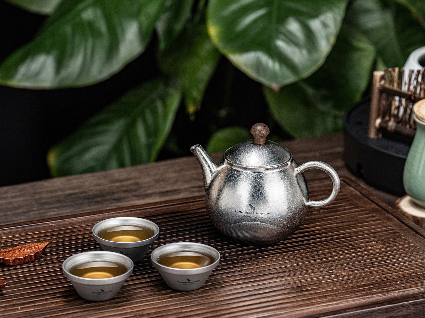 Boundless Voyage Titanium Kungfu Teapot with Lid and Handle Camping Coffee & Tea Pot for Outdoor Backpacking Hiking Teapot 380ml