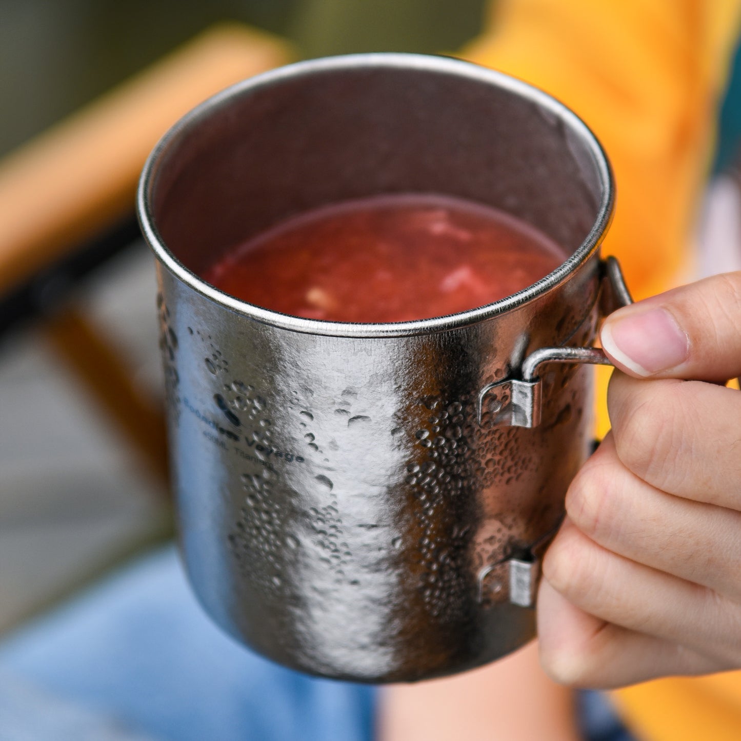 Boundless Voyage 450ml Titanium Colorful Camping Mug – Ultralight Foldable-Handle Cup for Water, Coffee & Tea Outdoors