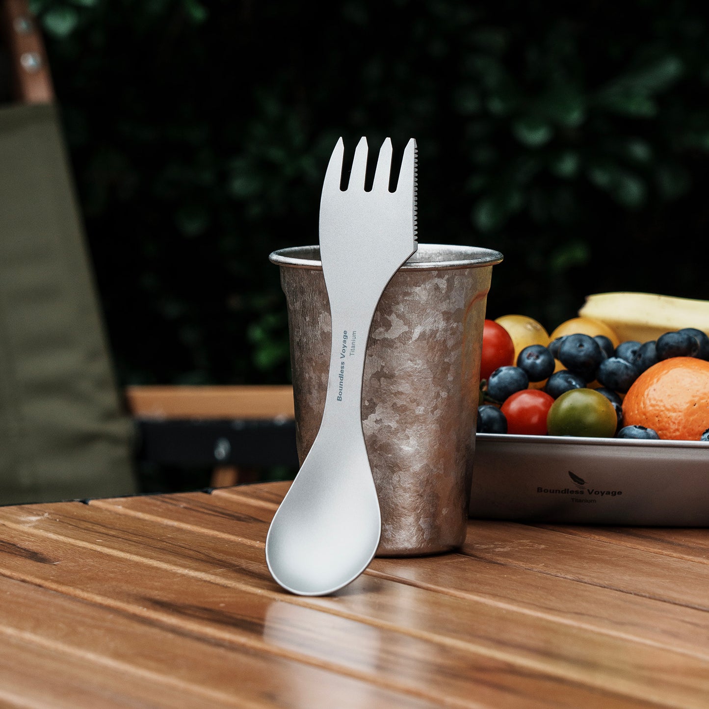 Boundless Voyage Titanium Spoon & Fork – Ultralight Spork-Style Camping Cutlery for Outdoor, Home & Kitchen Use
