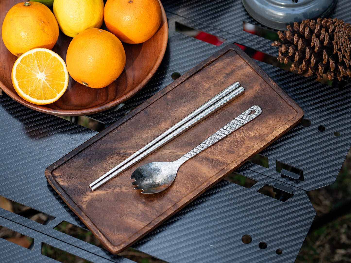 Boundless Voyage Titanium Chopsticks & 2-in-1 Spork Set Camping Cutlery Lightweight Travel Utensils Portable Outdoor Hiking Backpacking Faltware, Dishwasher Safe, No Coating with Storage Bag