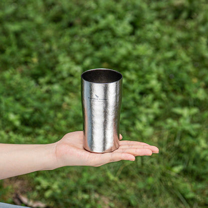 Boundless Voyage Titanium Double-Walled Beer Cup Ultralight Coffee Tea Juicy Cups for Home Outdoor Camping Picnic 300ml Crystallized Finish