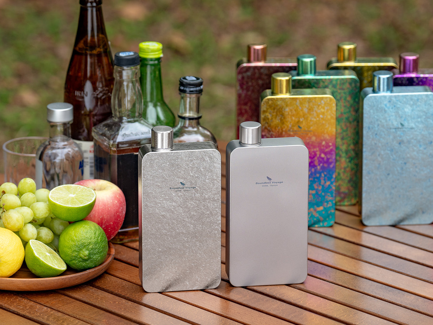 Boundless Voyage 400ml Titanium Flask with Funnel – Lightweight Leakproof Hip Flask for Camping, Travel & Everyday Carry