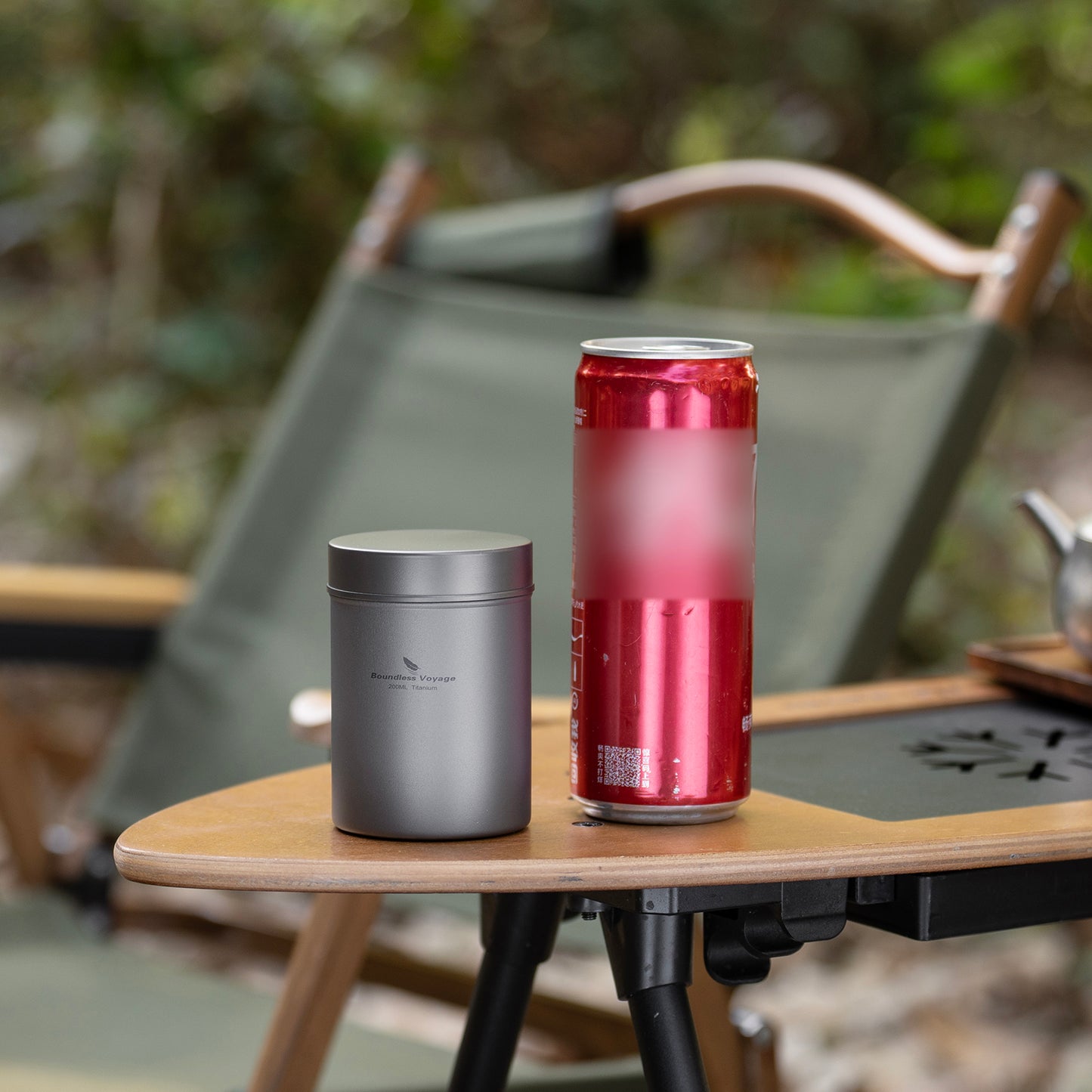 Boundless Voyage Titanium Tea Caddy Tea Canister Ultralight Portable & Small Round Kitchen Food Storage Container for Loose Tea, Coffee, Spices, Beans, Sugar