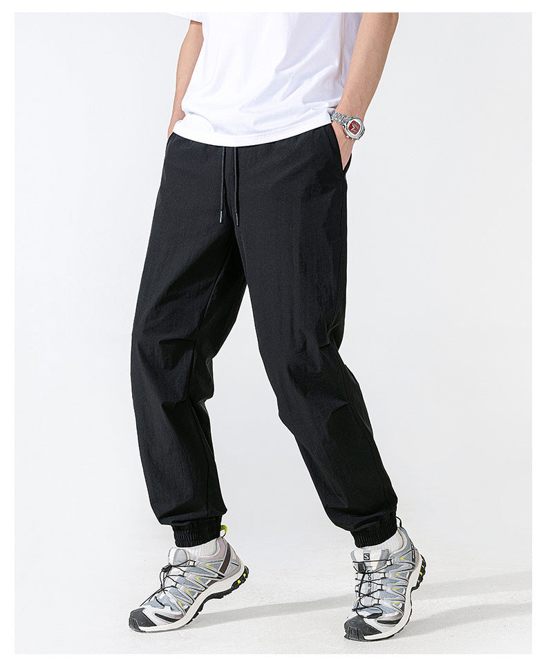 Unisex Summer Quick-Dry Joggers – Loose Fit, Long Pants for Outdoor Hiking & Casual Wear, Drawstring Cuffed Ankles