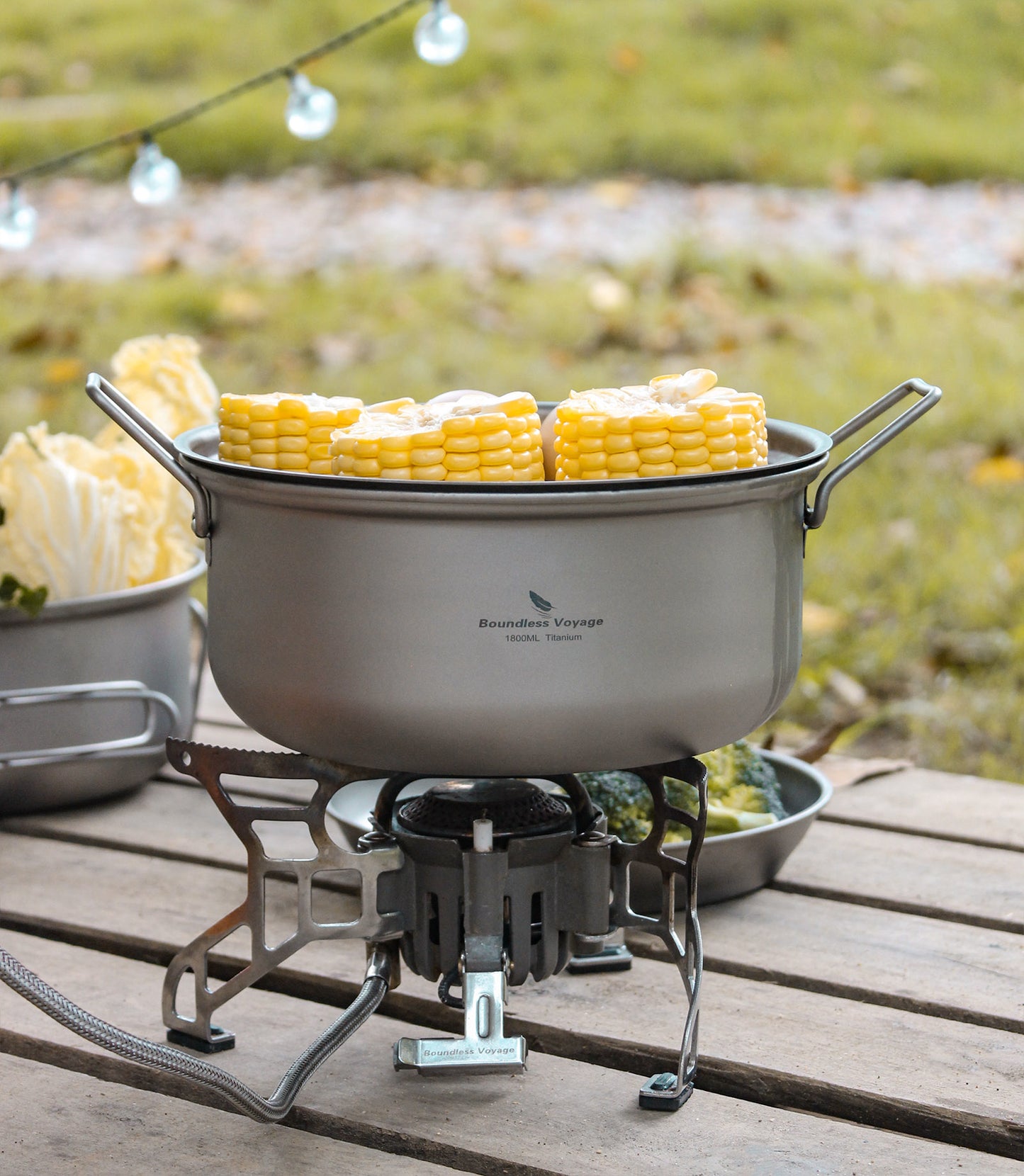 Boundless Voyage Titanium 1.8L Pot & 1000ml Frying Pan Set – Ultralight Steamer & Cookware for Camping, Hiking & Outdoor Cooking