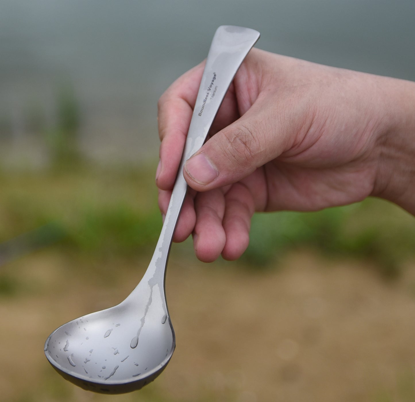 Boundless Voyage Titanium Soup Spoon – Long Handle Deep Bowl Ladle for Soup, Stew, Sauce & Cooking