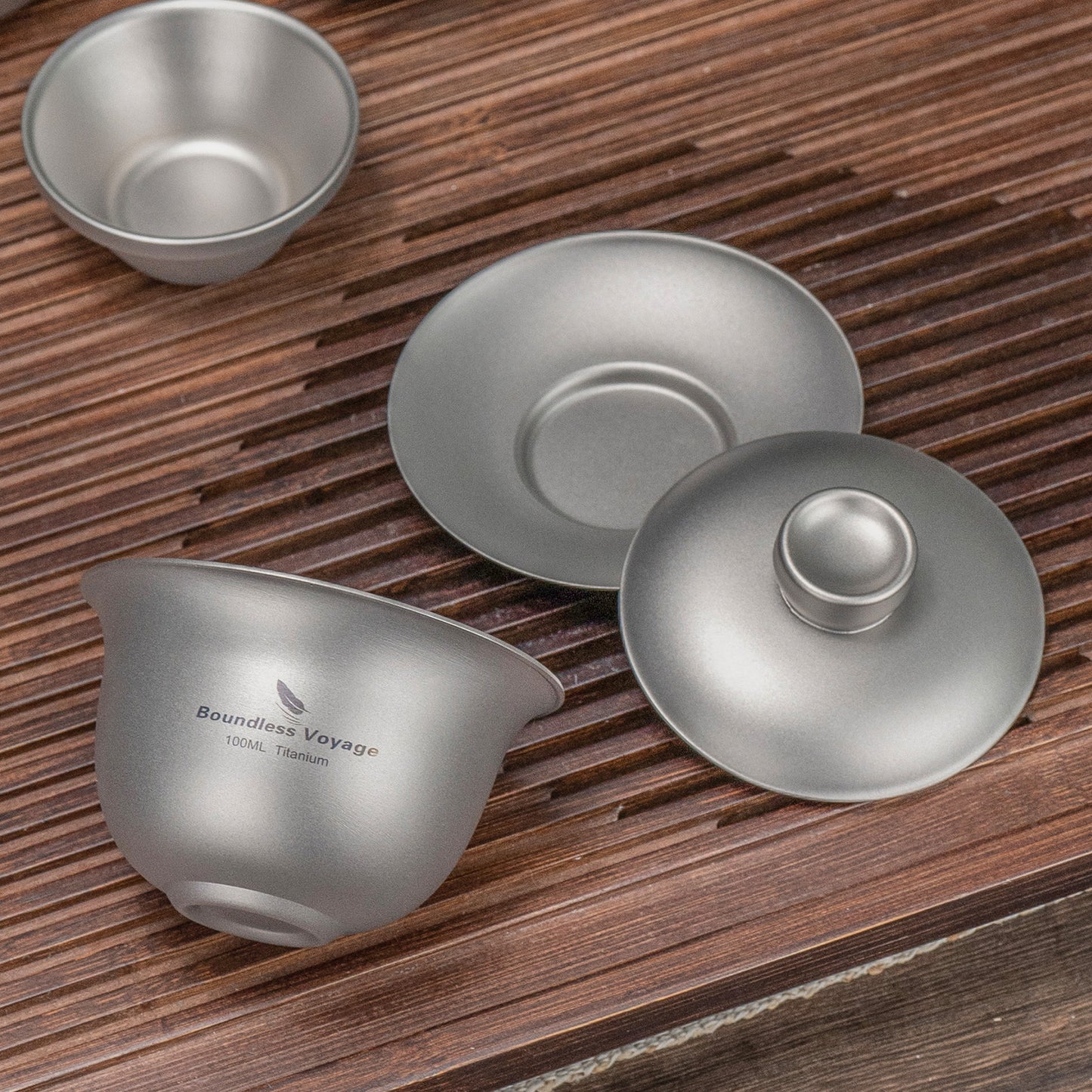 Boundless Voyage Titanium Double-Walled Teapot Chinese Traditional Three-talent Covered Bowl Triad Lid Bowl Kung Fu Gaiwan Anti-Scalding Tea Bowl Tea Set