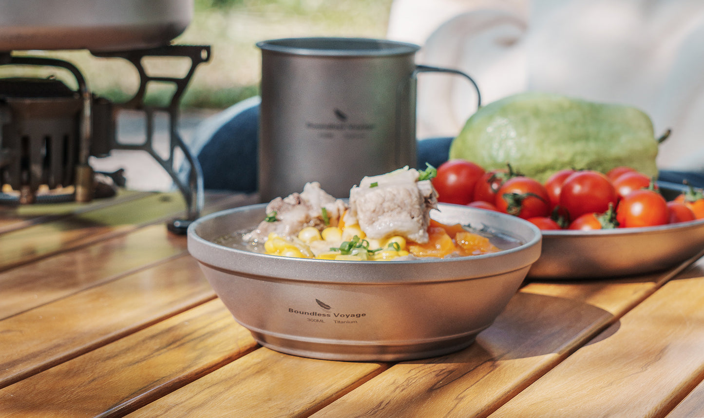 Boundless Voyage Titanium Double-Wall Bowl 300ml | Ultralight Insulated Camping Bowl | Portable Outdoor Food Bowl for Backpacking & Travel