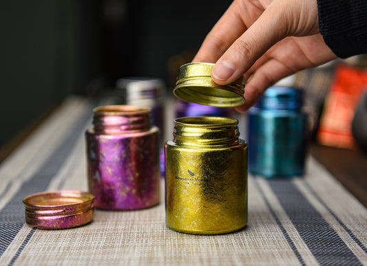 Boundless Voage Titanium Tea Canister Mini Tea Canister Ultralight Portable Tin Can Tea Coffee Spice Canister Colored Ice Flower Craft Tin Storage Container