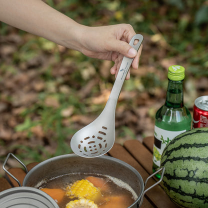 Boundless Voyage Pure titanium soup colander skimmer colander ultralight long handle portable tableware cooking fried food filter kitchen tools