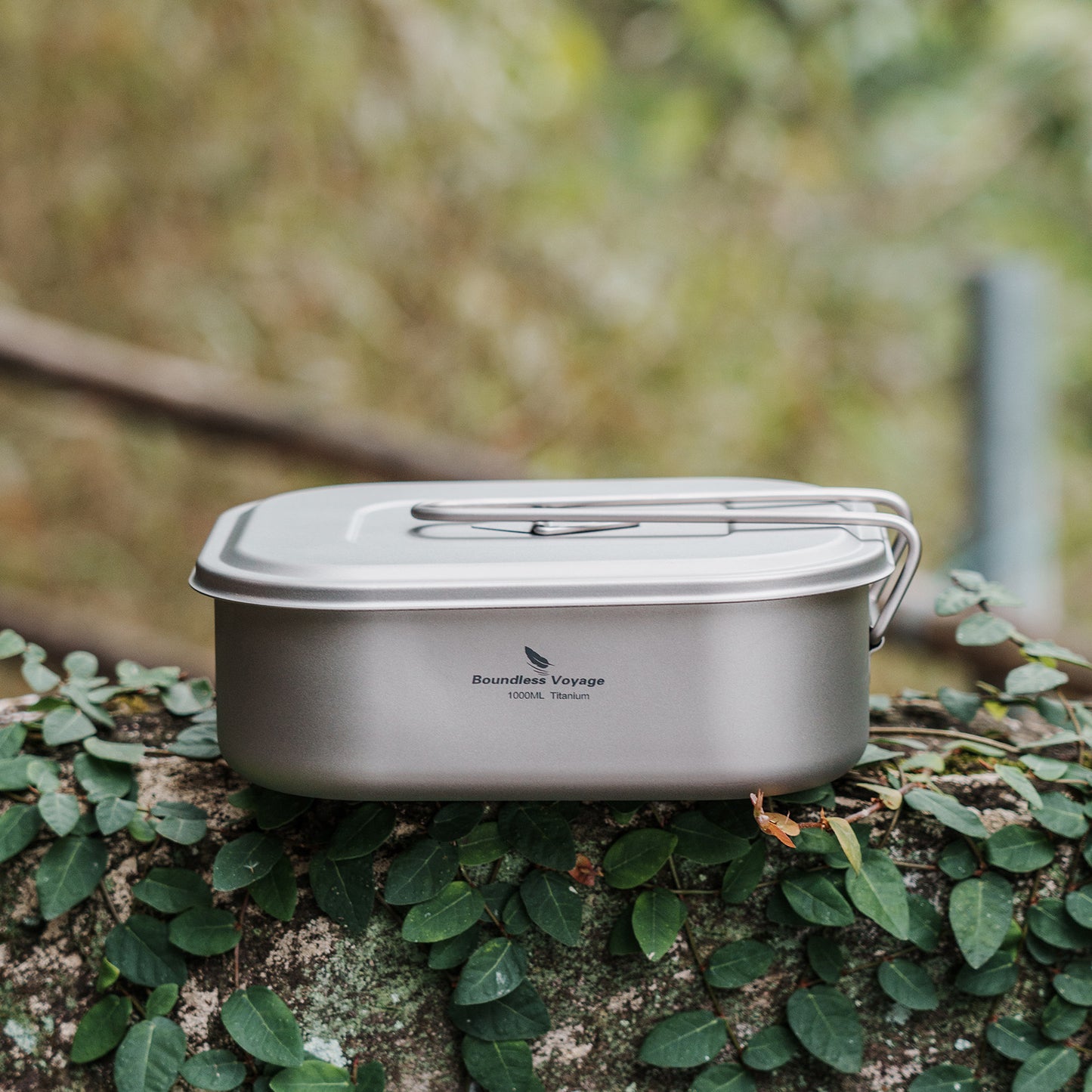 Boundless Voyage Outdoor Titanium Military Mess Tin with Lid & Folding Handle – 1000ml | Ultralight Camping Bushcraft Cookware, Lunch Box, Bowl & Pan