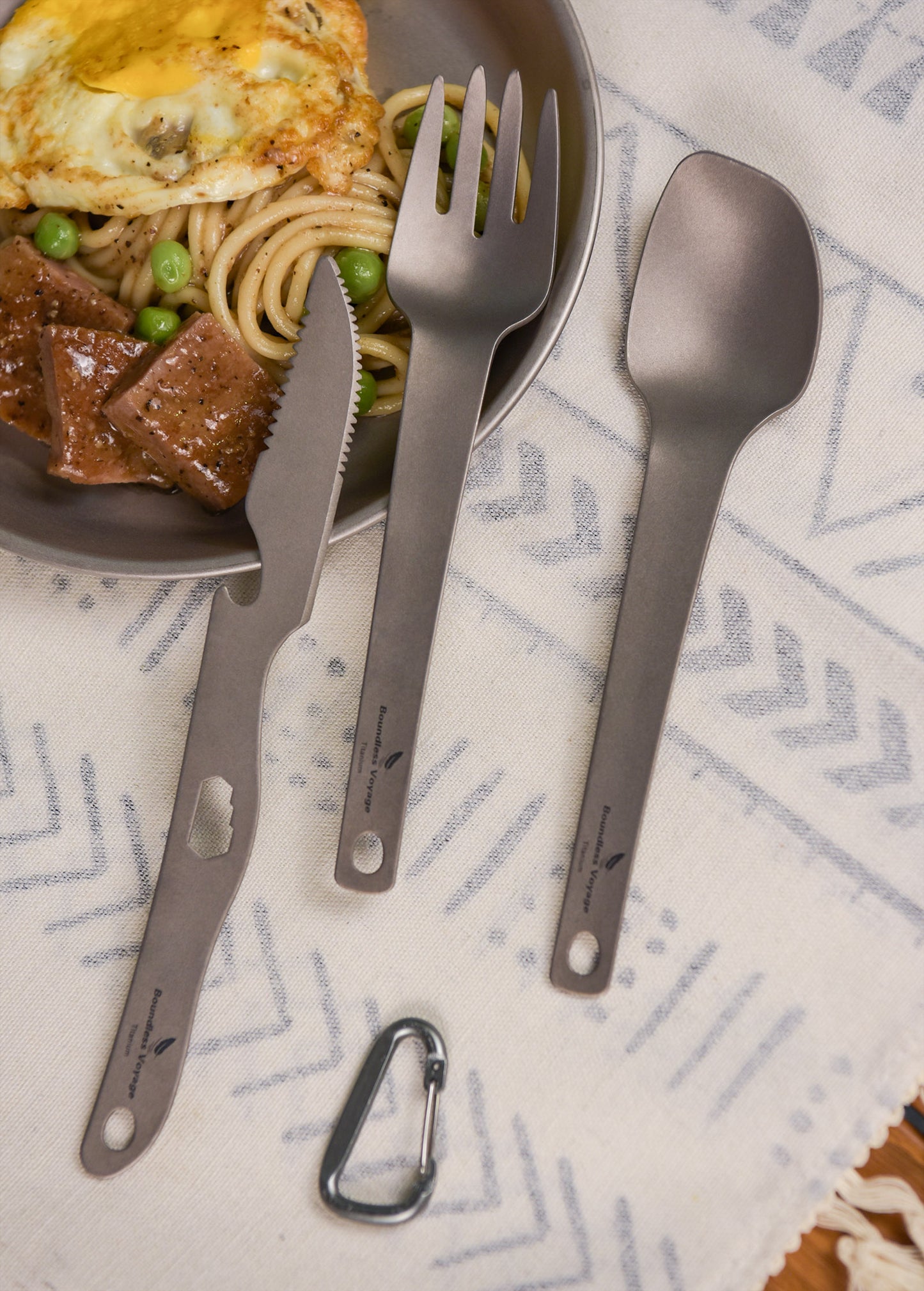Boundless Voyage Titanium Cutlery Set | Ultralight Fork, Knife & Spoon | Portable & Healthy Dining for Camping & Travel