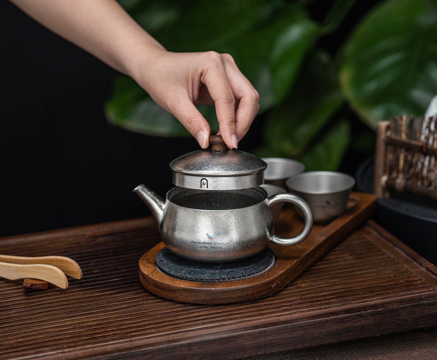 260ml Titanium Teapot with Filter Durable Chinese Kung Fu Tea Set for Adults Lightweight Travel Portable Tea Pot with Wide Spout for Loose Leaf