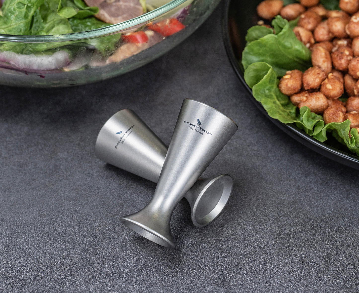 Boundless Voyage Titanium Mini Shot Glass Set | Ultralight Whiskey & Tequila Cups | Small Portable Outdoor Drinking Cups