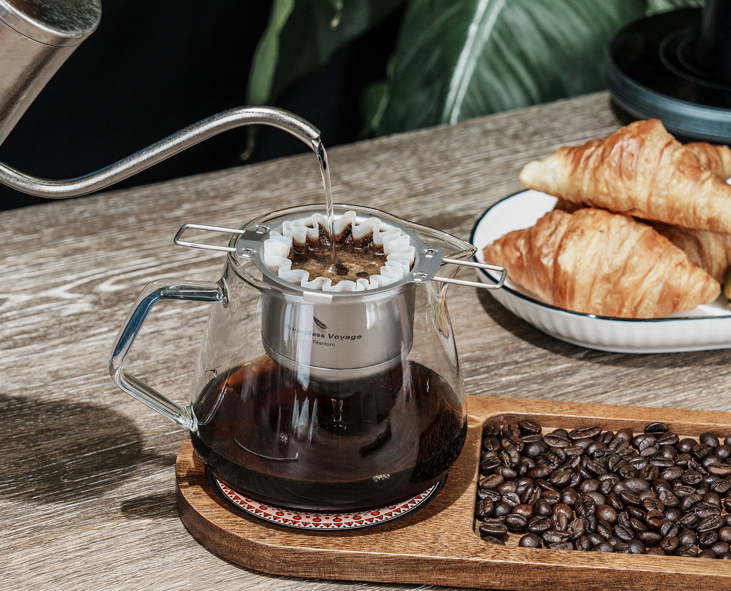 Boundless Voyage Titanium Pour Over Coffee Drip Filter – Ultralight Folding Reusable Filter for Mugs (6.5–12.5 cm)