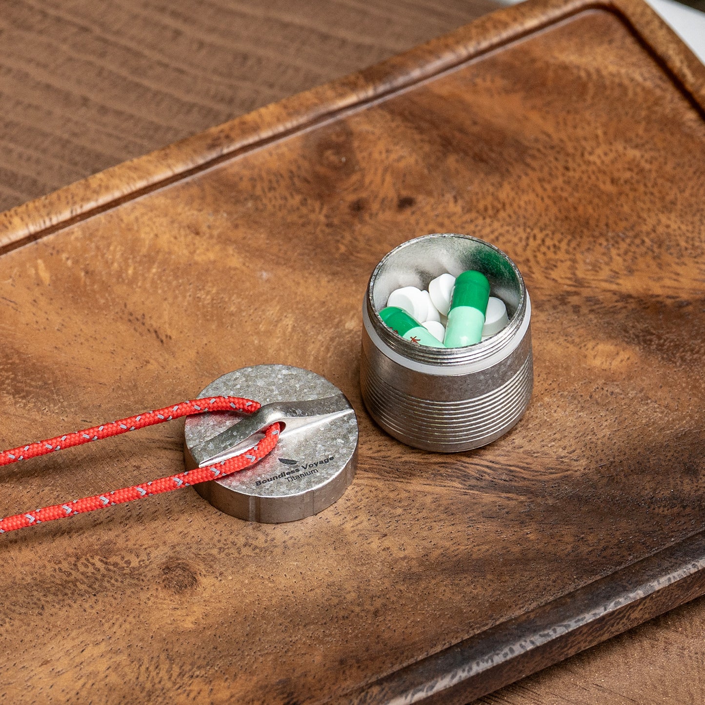 Boundless Voyage Titanium Pill Container – Waterproof Airtight Pill Box with Lanyard for Travel, EDC & Daily Use