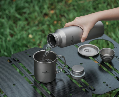 Titanium Water Bottle with Lid Wide Mouth Leak-Proof Reusable Sport Drinking Bottle for Camping Hiking Picnic Climbing Running Tea Coffee