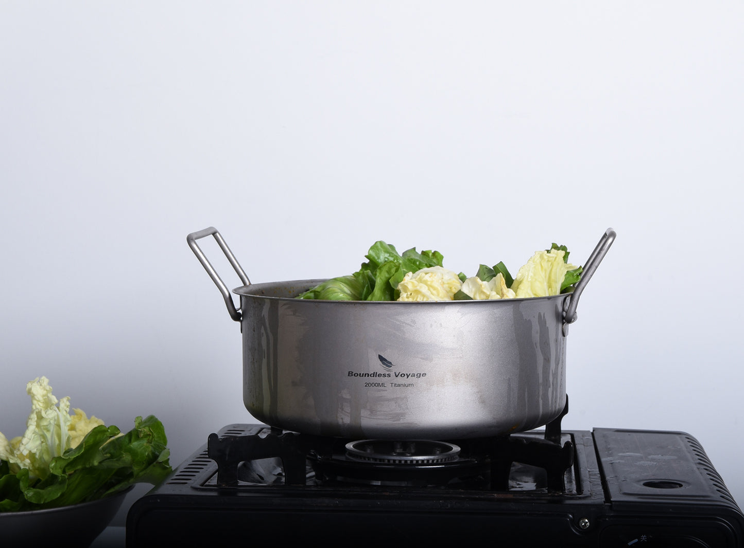 Boundless Voyage 2L TA1 Titanium Stock Pot with Lid – Ultralight Large-Capacity Camping Soup Pot with Folding Handle for Hiking & Outdoor Cooking