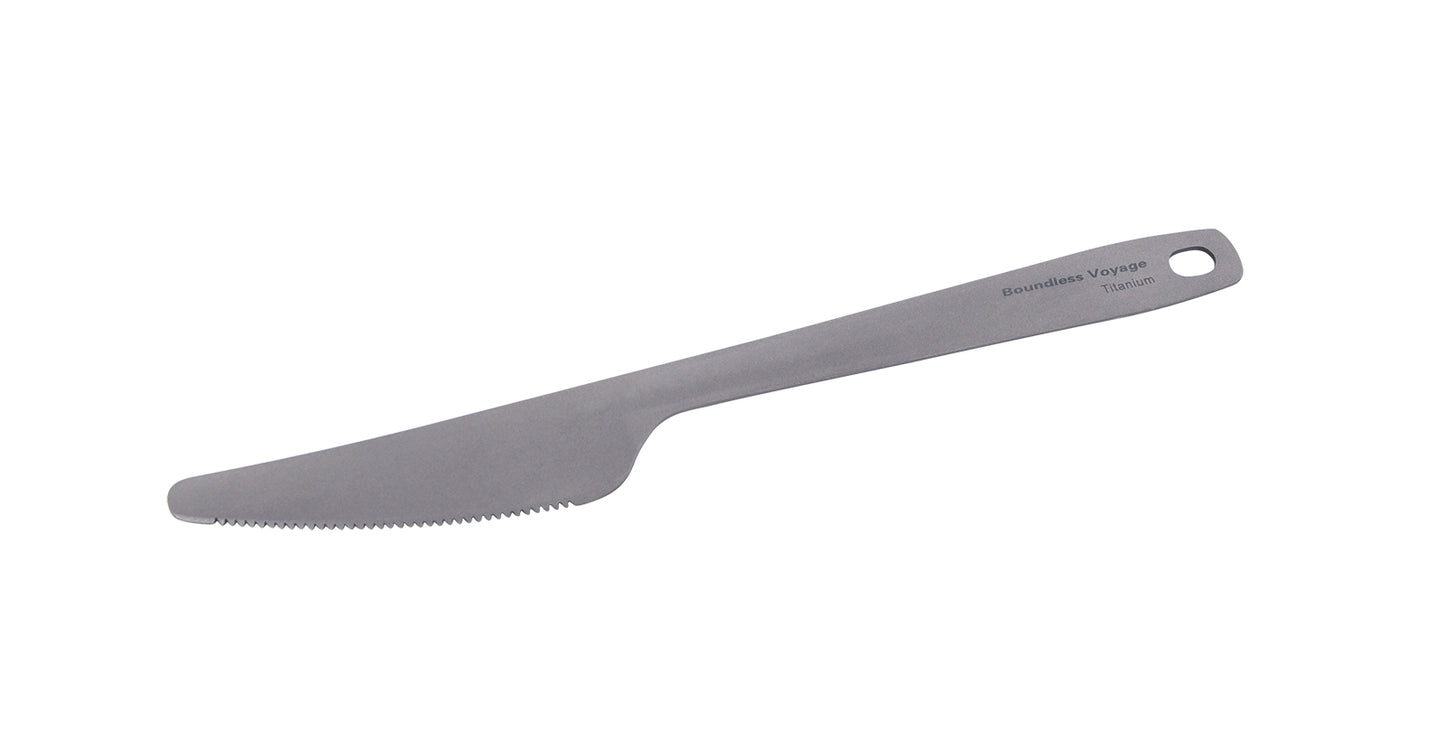 Boundless Voyage TA1 Titanium 4-in-1 Ultralight Cutlery Set – Compact Fork, Spoon, Knife & Bottle Opener for Home, Camping & Outdoor Travel