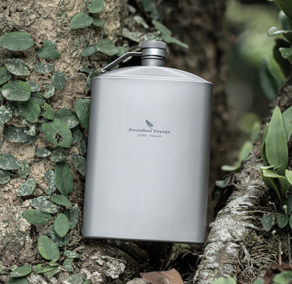 Boundless Voyage Titanium Flask 250ml with Cup & Funnel | Ultralight Pure Titanium Hip Flask for Camping Hiking Travel