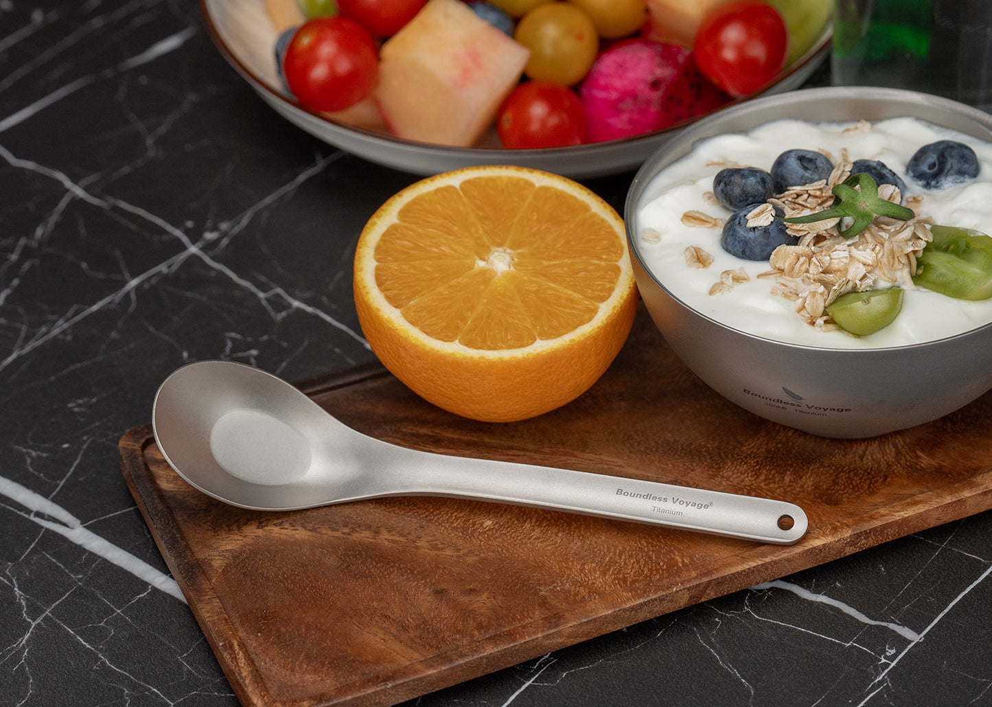 Boundless Voyage Titanium Spoon with Long Handle Outdoor Camping Ultralight Soup Spoon Cutlery Utensil